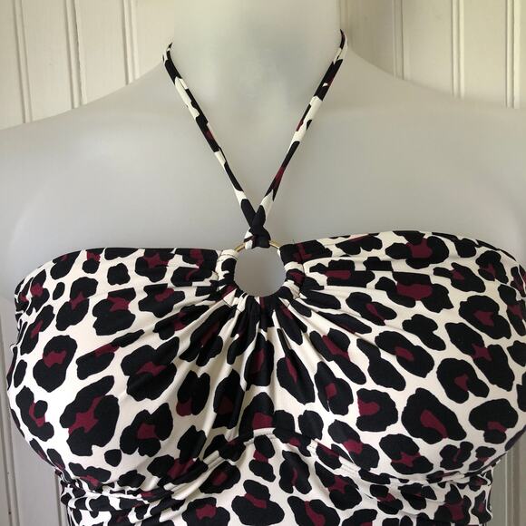 MICHAEL KORS Retail $136 Ruby Animal Print Ring Tankini Bikini 2 Piece Size M - Picture 2 of 6